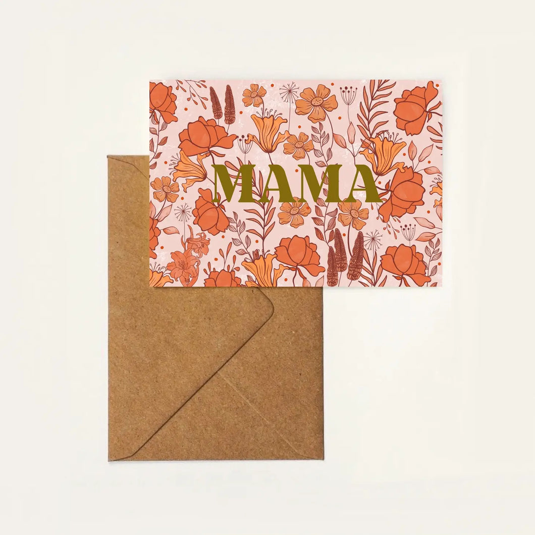 'MAMA' Flower Power A6 Greeting Card