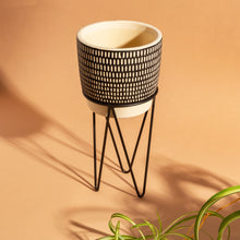 Load image into Gallery viewer, Black Dash Cement Planter With Wire Stand
