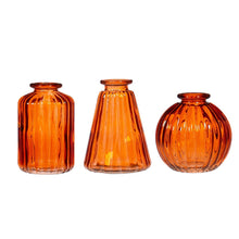 Load image into Gallery viewer, Amber Glass Bud Vases - Set of 3
