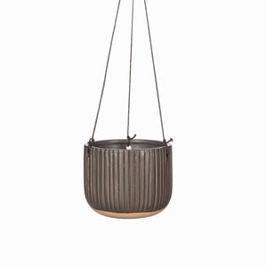 Grooved Hanging Planter Black