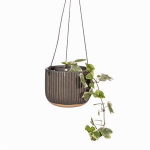 Grooved Hanging Planter Black