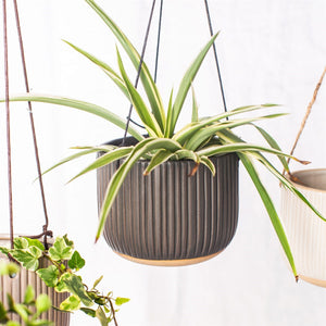 Grooved Hanging Planter Black